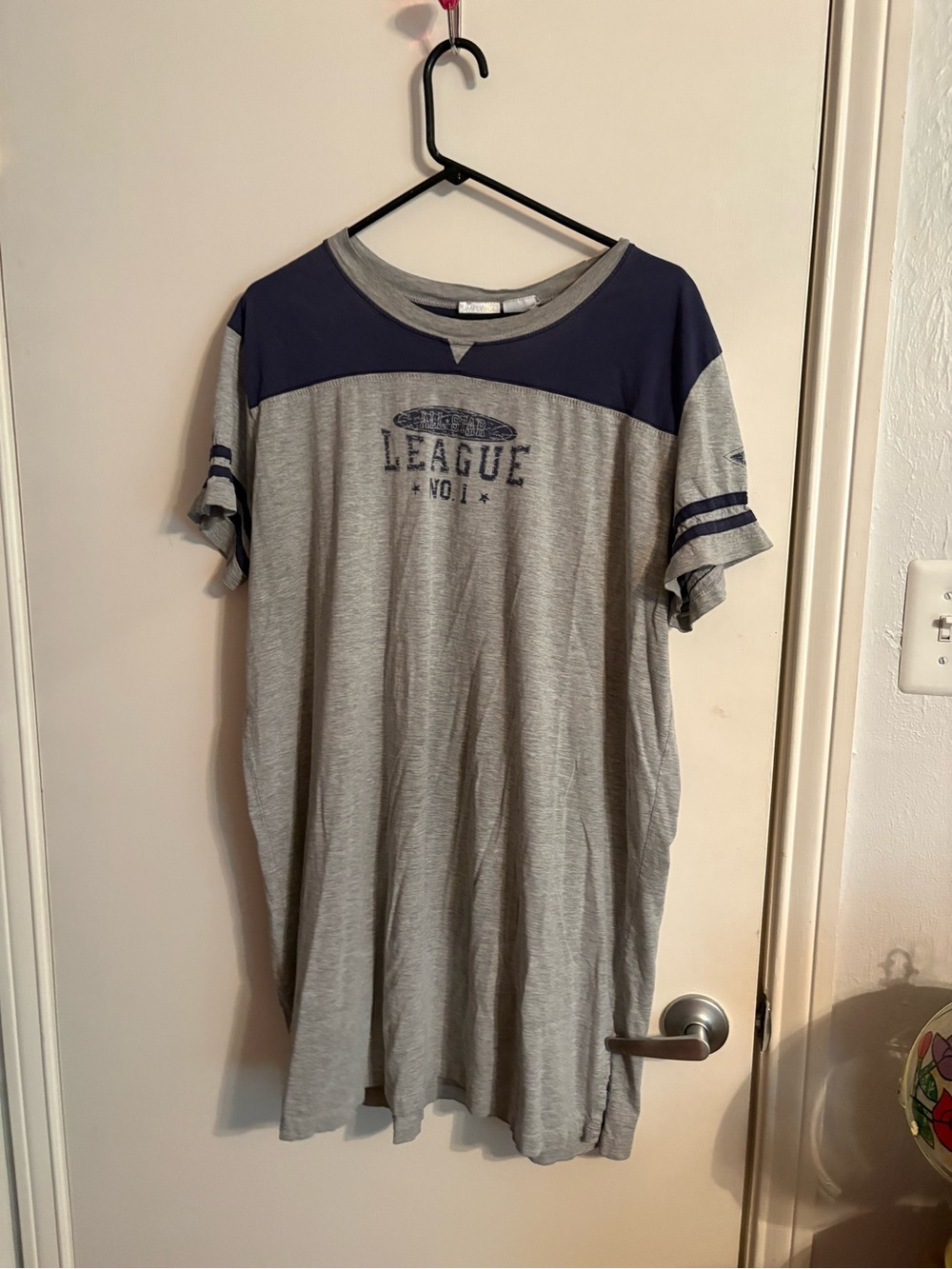 Women's Grey and Navy Sleep Tee - League Graphic